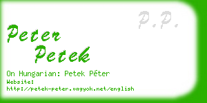 peter petek business card